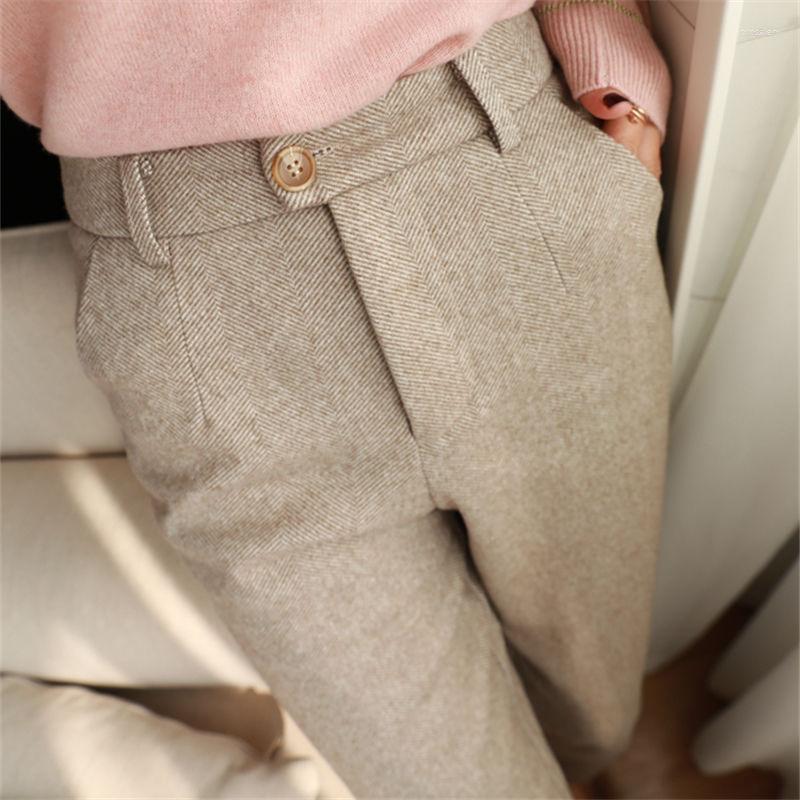 

Women's Pants Winter Women's Loose Trousers Pencil 2023 Fashion Office Ladies High Waist Woolen Harem Autumn Casual Suit, Beige