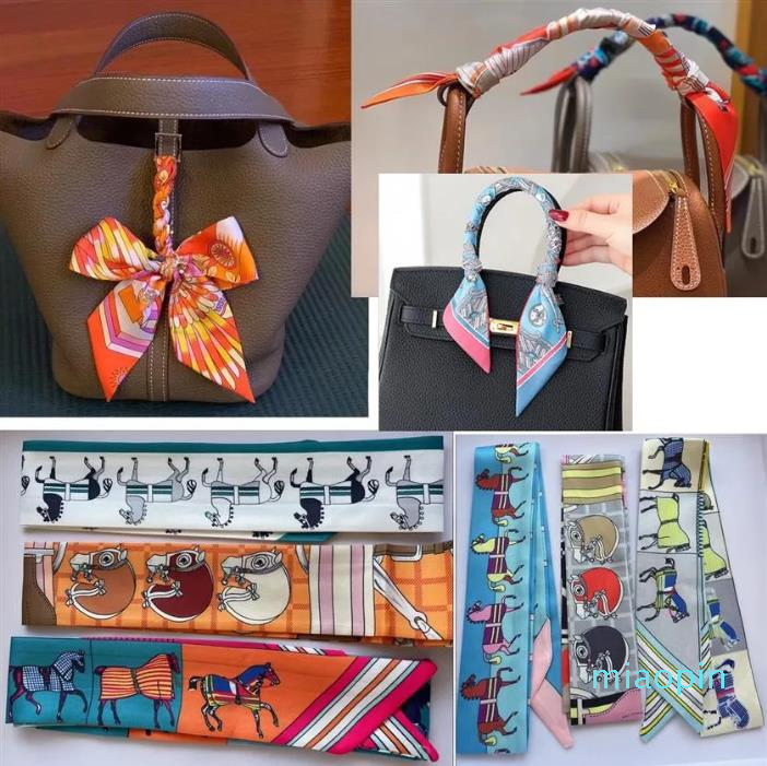 

2023-Bags Accessories Twilly Silk Thin Scarf Tied Bag Handle Hair Band Shawl Headband Necktie Headwear Accessories Handbag Ornament