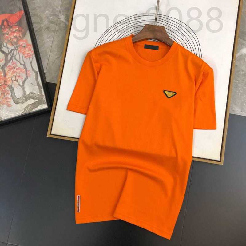 

Men's T-shirts Designer Tshirt Spring Summer Round Neck Short Sleeved Solid Color Business Casual Half Sleeve Fashion Triangle Tee Mercerized Cotton Vpy4, Orange-red