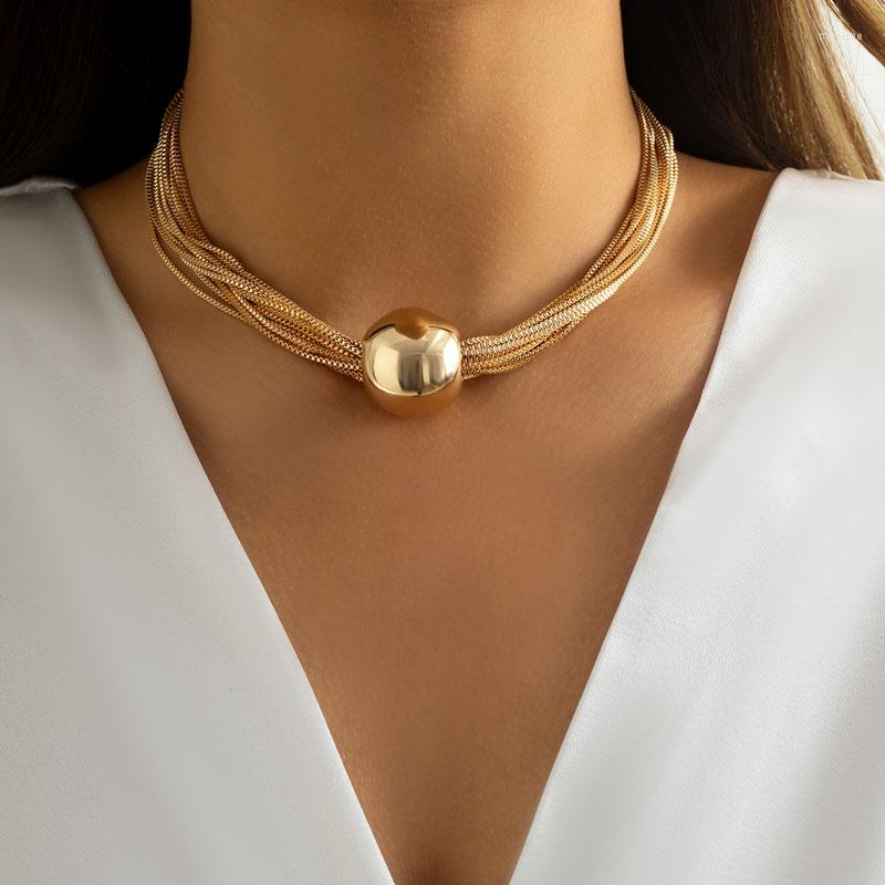 

Choker European And American Retro Stacked Titanium Steel Collar Chain Metal Wind Multi-layer Round Ball Necklace