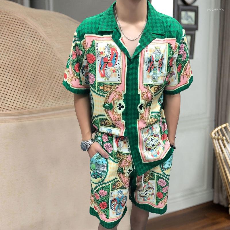 

Men's Tracksuits 2023Summer Digital Print Mens Summer Shirts Suit Hawaii Printing Men Set Casual Fashion Brand Shirt Loose Shorts, 18