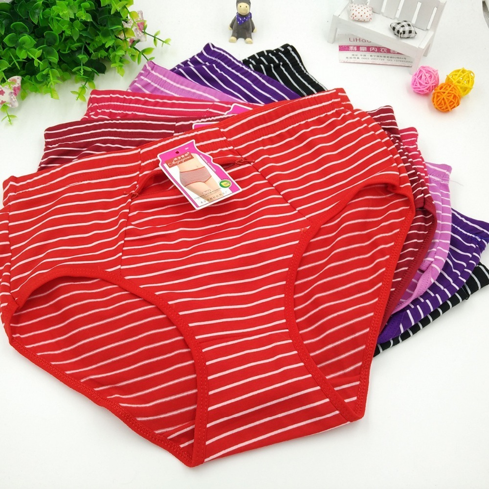 

Women's Panties 10Pcs/lot ropa interior femenina Cotton Striped Zipper security Underwears Women Panties Plus Size 4XL lingerie women's briefs 230414, Multi