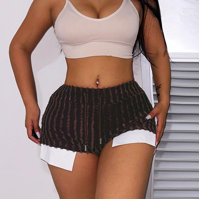 

Women' Shorts Patchwork Fluffy Summer Women Elastic Waist Drawstring Side Split Fashion Casual Jogger Pants Sexy Streetwear Trousers, Green