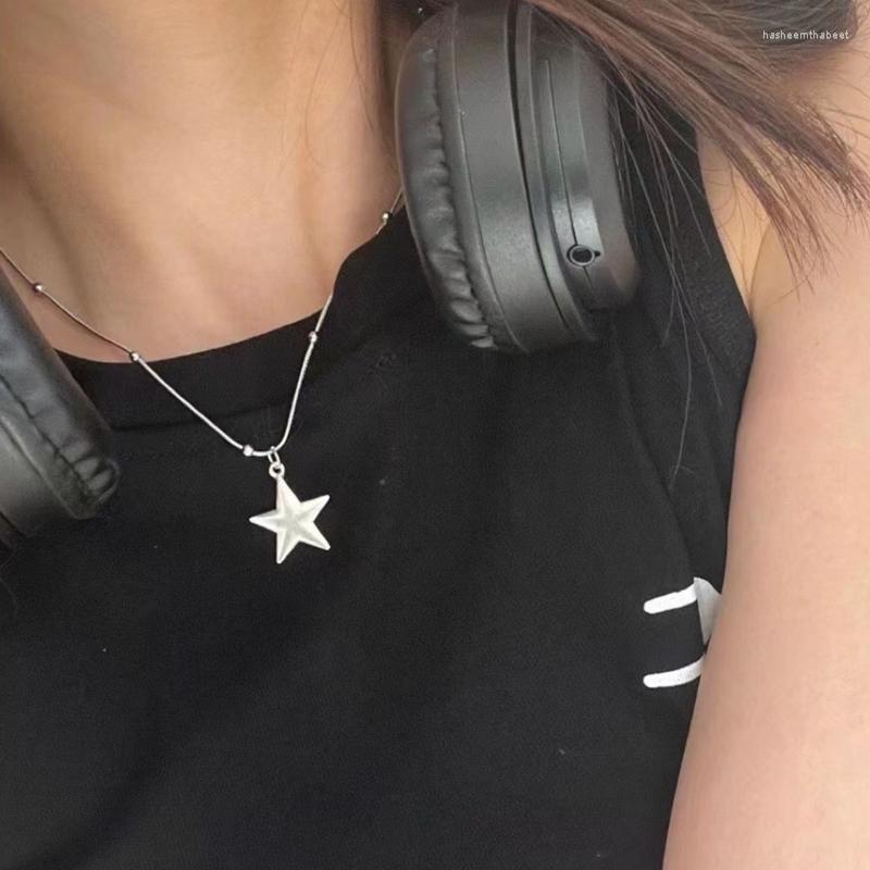 

Pendant Necklaces Dainty Star Choker Necklace Y2K Pentagram Charm Bead Chain Statement For Women Girls