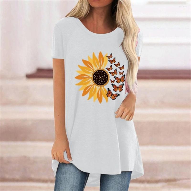 

Women's T Shirts Women's T-Shirt White Khaki Yellow Beige Short Sleeve Floral Print Spring Summer Round Neck Casual Fashion Top 2023 Y2k