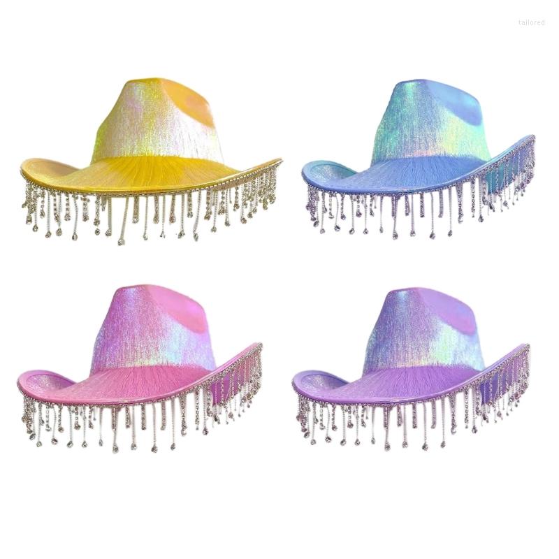 

Berets Q1FA Rhinestones Cowboy Hat Bride Cowgirl Bachelorette Party, Blue