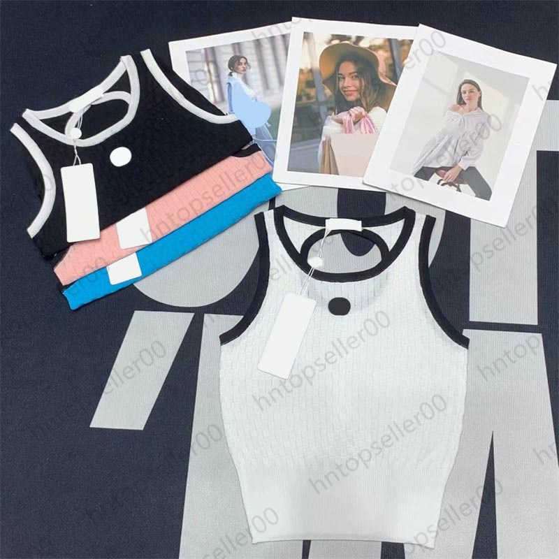 

Womens Designer Tanks Spring Summer Solid Cotton Fashion Leisure Luxury Classic Brand Logo Pattern Printing Back Hollow Out Design Knitted Vest, 10