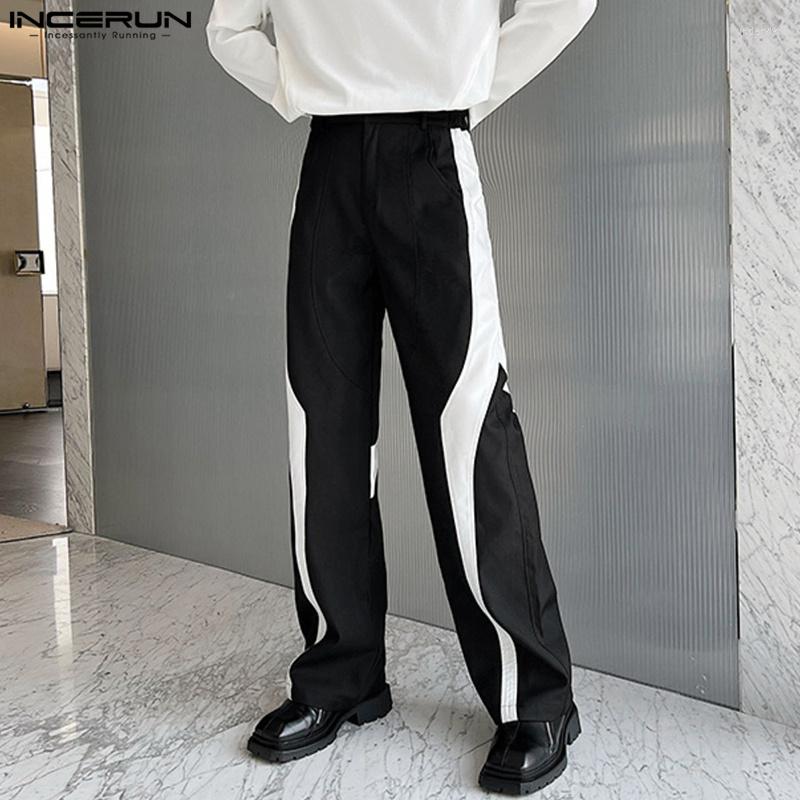 

Men' Pants Fashion Casual Style Men' Long INCERUN Black&White Patchwork Design Trousers Male Straight Loose Pantalons -5XL 2023