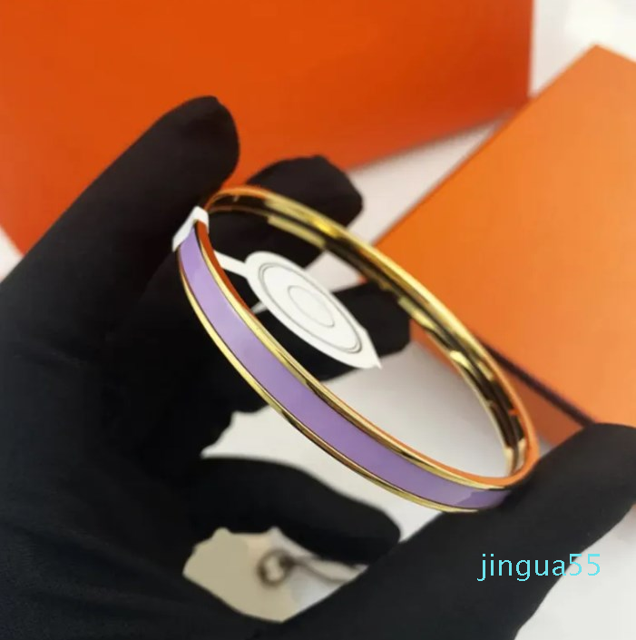 

Classic Thin Bracelet Designer 18K Gold Bangle Enamel Bracelet for Men Women Birthday Mother' Day Jewelry
