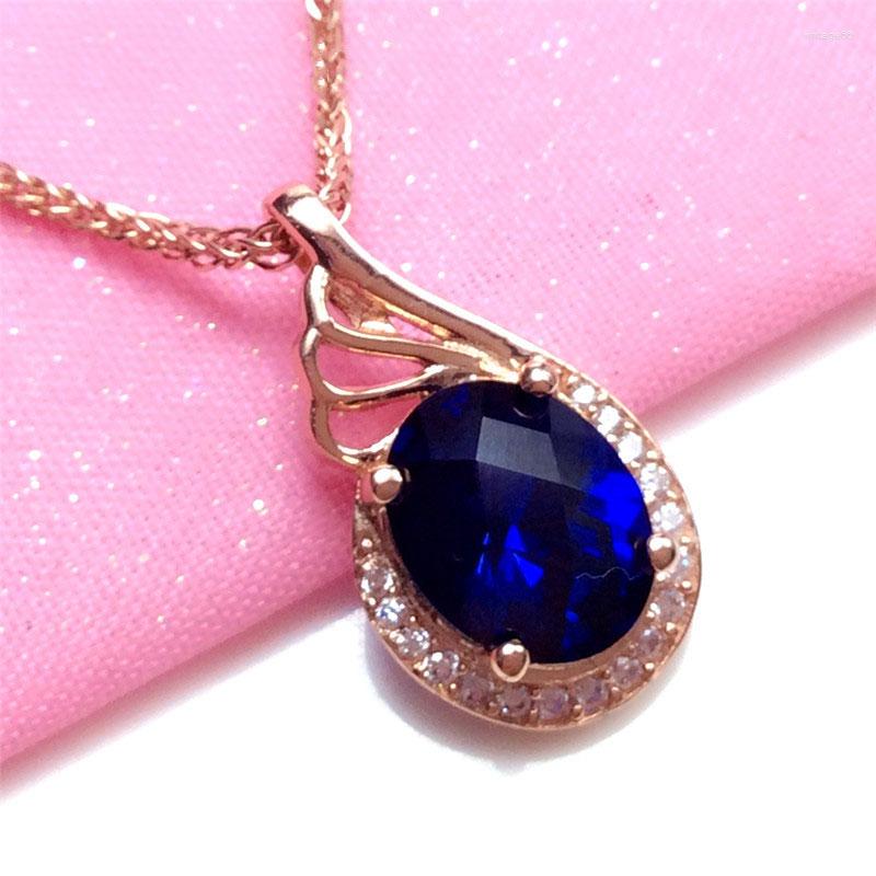 

Chains 585 Purple Gold Sapphire Necklace Plated 14K Rose Elegant Fashion Ladies Pendant Engagement Party Jewelry For Girlfriend
