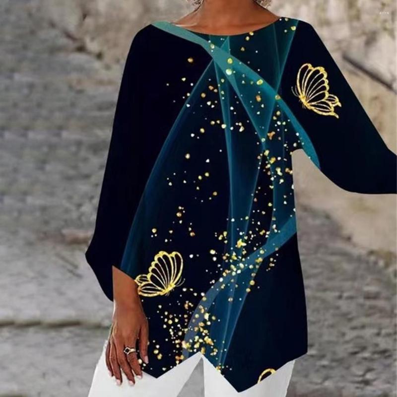 

Women's Blouses Lady Summer Top Pullover T-shirt Color Matching Women, Blue