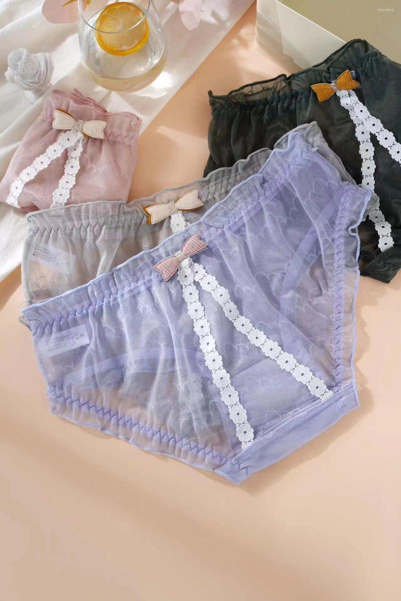 

Women's Panties European Panty Women's Underwear Sexy Lace Low Waist Seamless Comfort Briefs Girl Hollow Bowknot Underpants Lingerie, Black