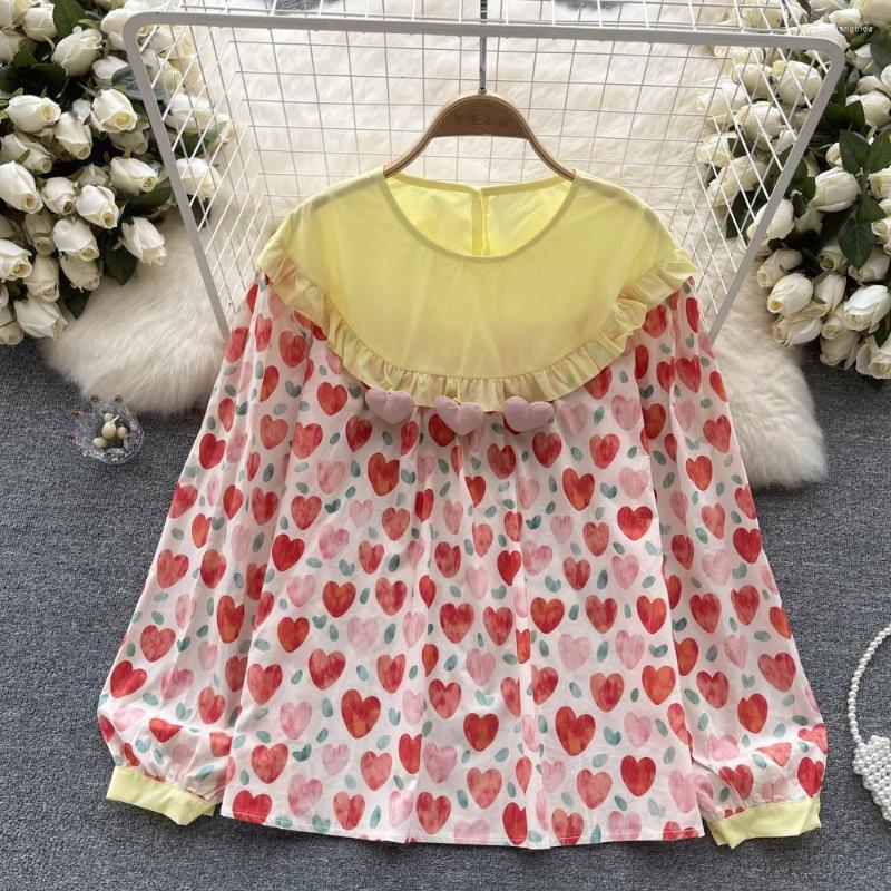 

Women's T Shirts VANOVICH Spring And Summer Korean Style Three-dimensional Edible Tree Lantern Sleeve Loose Shirt Woman Sweet Tops, Pink