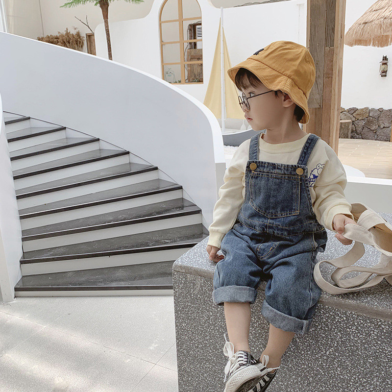 

Overalls Kids Overalls Denim Loose Baby Trousers Autumn Boys Suspender Casual Bib Pants Spring Korean Cute Style Girl All-match 230414, Blue