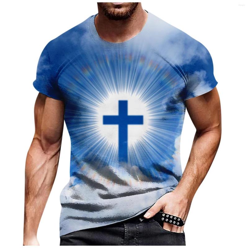 

Men' T Shirts Men Summer Thin Shining Cross Printing Tops Casual Round Neck T-shirt 2023 Youth Fashion Trend Short Sleeved Men' Tees, Beige