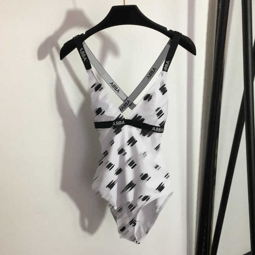 

23ss Womens Swimwear designer bikini One-piece swimsuit Monogrammed logo Printed ribbon cross-backless one-piece High quality women clothes a1