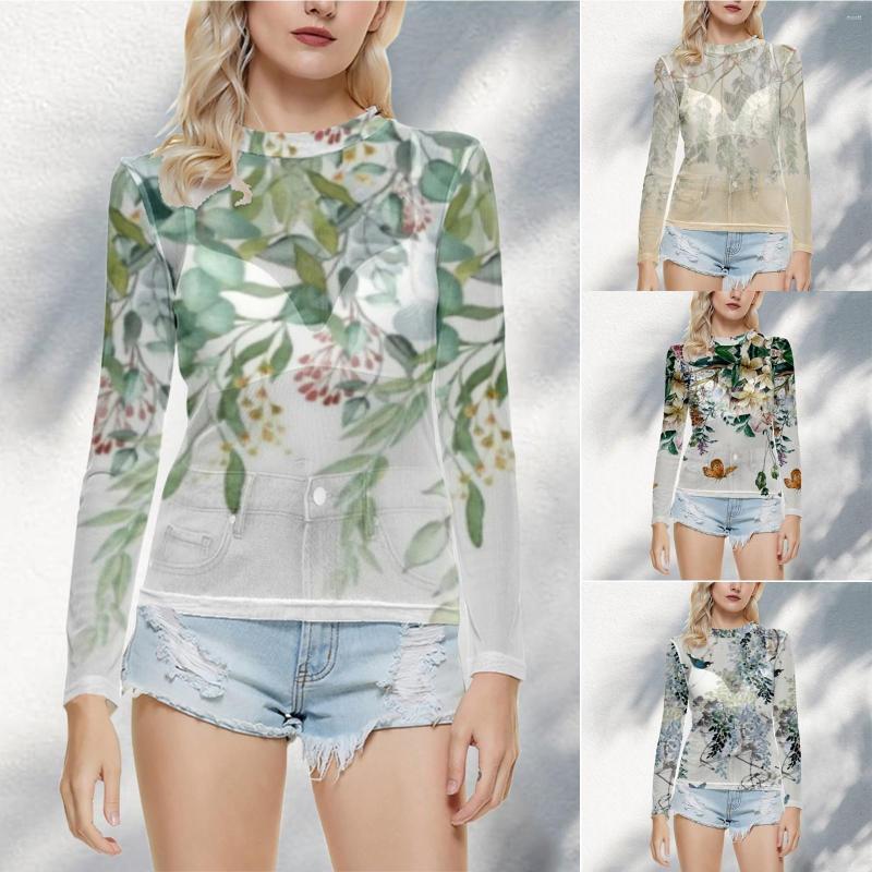 

Women's T Shirts Women'S Round Neck Print Casual Slim Fit Mesh Shirt Top, Yellow