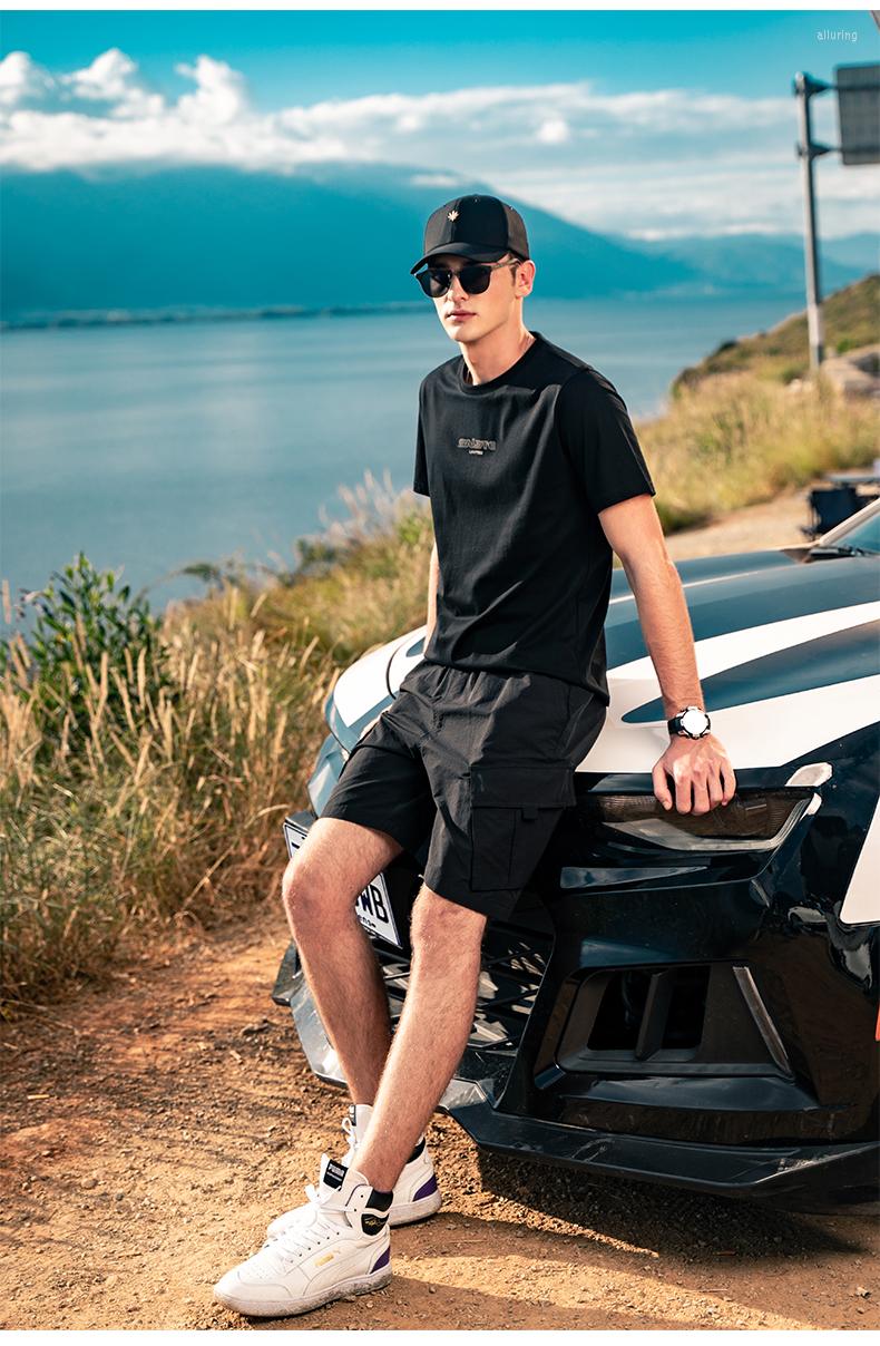 

Men' T Shirts 2716 Men' 2023 Summer Cotton Simple Letter Printing Short Sleeve T-shirt, Black