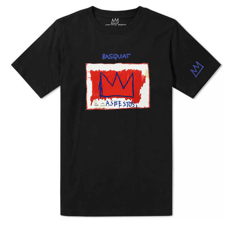 

Graffiti Artists Co branded Basquiat New Short Sleeve Men's and Women's Pure Cotton T-shirt