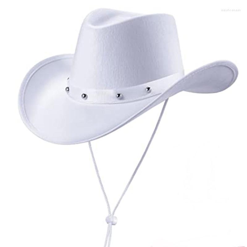 

Berets Felt Cowboy Hat Wide Brim Women Men Halloween Cosplay Party Costume Fedora Caps Clothing Accessory, White