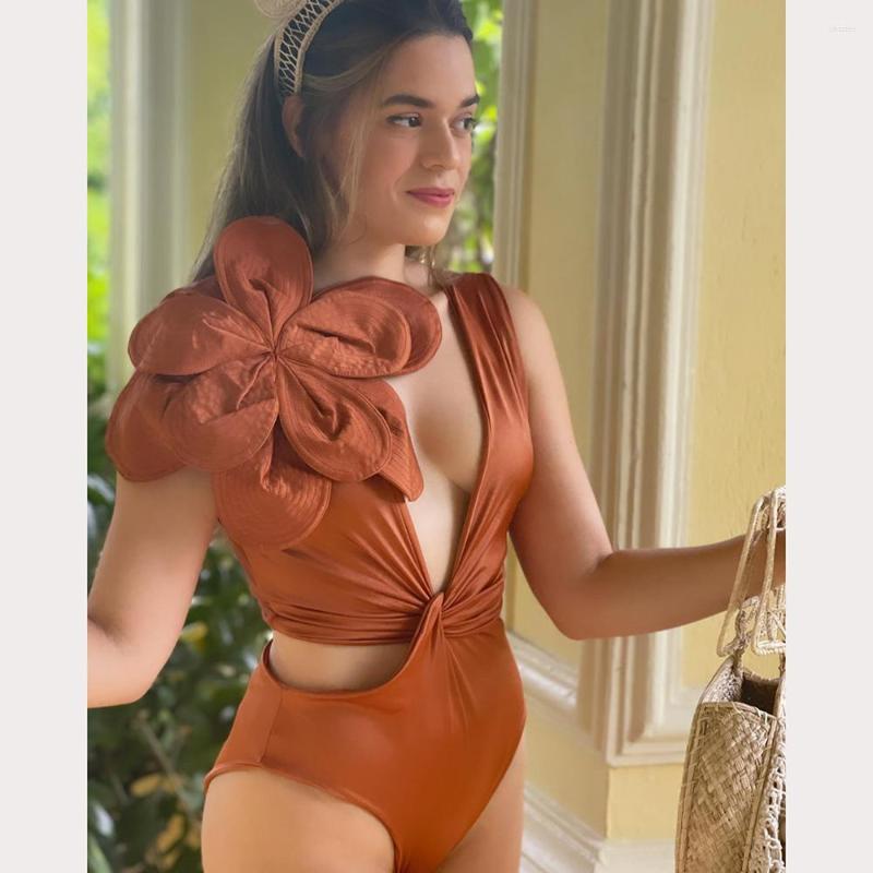 

Women' Swimwear Floral Lace Shoulder One Piece Swimsuit 2023 Sexy Solid Women Bathing Suit Beachwear Bandage Monokini Swim, Cz22112p1