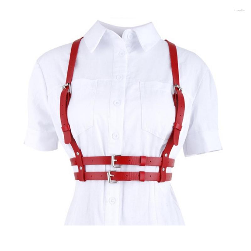 

Garters 1pcs Women's Bound Waist Strap Suspender Gothic Harajuku Belt Sexy Garter Body Bondage Fashionable Punk Leather, Black