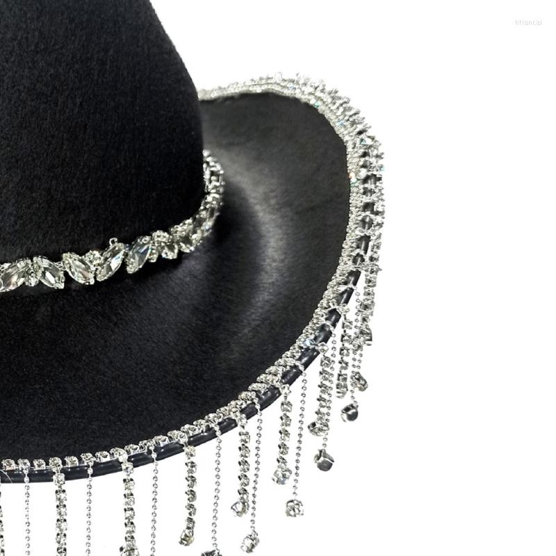 

Berets M2EA Cowboy Hat For Girls Rhinestones Fringe Glitter Rave Cowgirl Cute Birthday Party Costume Accessories, Black