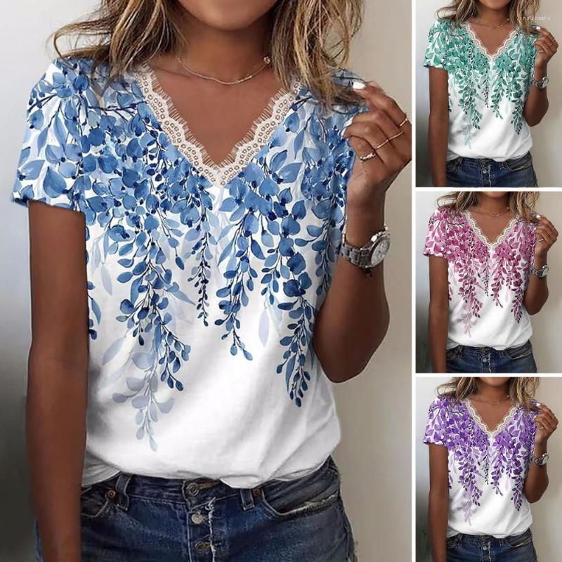 

Women's Blouses Summer Women T-shirt Casual Loose Short-sleeved V-neck Top, Green