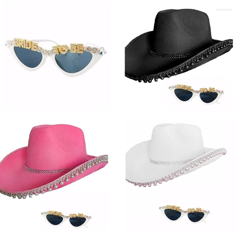 

Berets Cowgirl Hat Bachelorette Party Glasses Cowboy Bridal