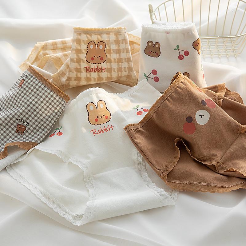 

Women's Panties Spring 5Pcs/Set Cotton Women Mid Waist Cute Underwear Female's Year Panty Lingeries Girls Cartoon Student Briefs, 5pcs any type