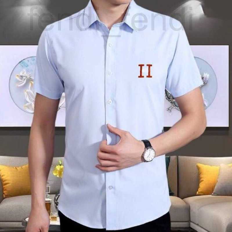 

Men's Casual Shirts luxurioush Embroidery Men Shirt Luxury Designer t-shirt Business Lapel Slim Short Sleeved Cardigan Coat Thin Jacket button cardigan 7WSJ, White-1