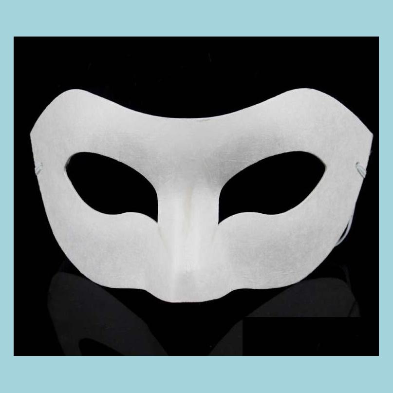 

Party Masks White Half Face Mask Halloween Blank Paper Zorro Diy Hiphop Handpainted Street Dancing 10Pcs/Lot Drop Delivery Home Gard Dhecp