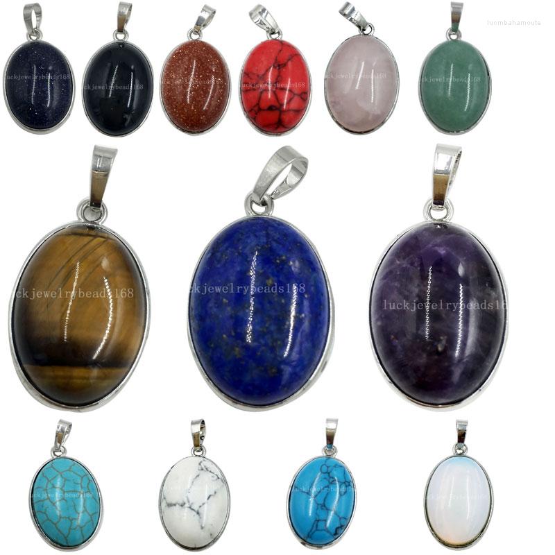 

Pendant Necklaces Tiger's Eye Aventurine Lapis Lazuli Crystal Howlite Opal Blue Sand Goldstone Carnelian Bead 1pcs WFH445