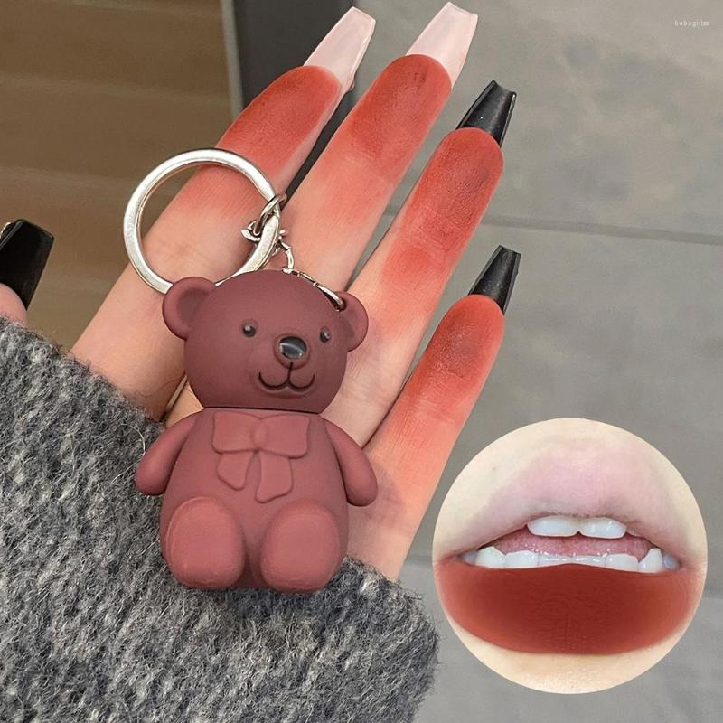 

Lip Gloss Matte Velvet Lipglaze Waterproof Long Lasting Cute Bear Lipglosses Silky Smooth Liquid Lipstick Makeup Women Gift, 06