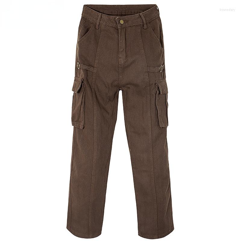 

Men's Pants Men Stree Twear 2023 Pattern Denim Retro Side Pocket Cargo Hip Casual Joggers Trousers Cotton High Street, A2587151 brown
