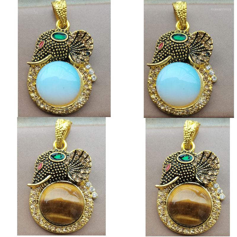 

Pendant Necklaces Women Fashion Jewelry Tiger Eye Opal Elephant Bead WFH918