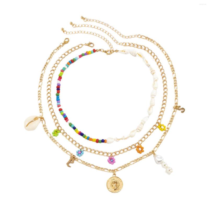 

Chains Layered Necklaces Layering Chain Necklace Jewelry With Pendant Layer Adjustable For Vacation Boho Long