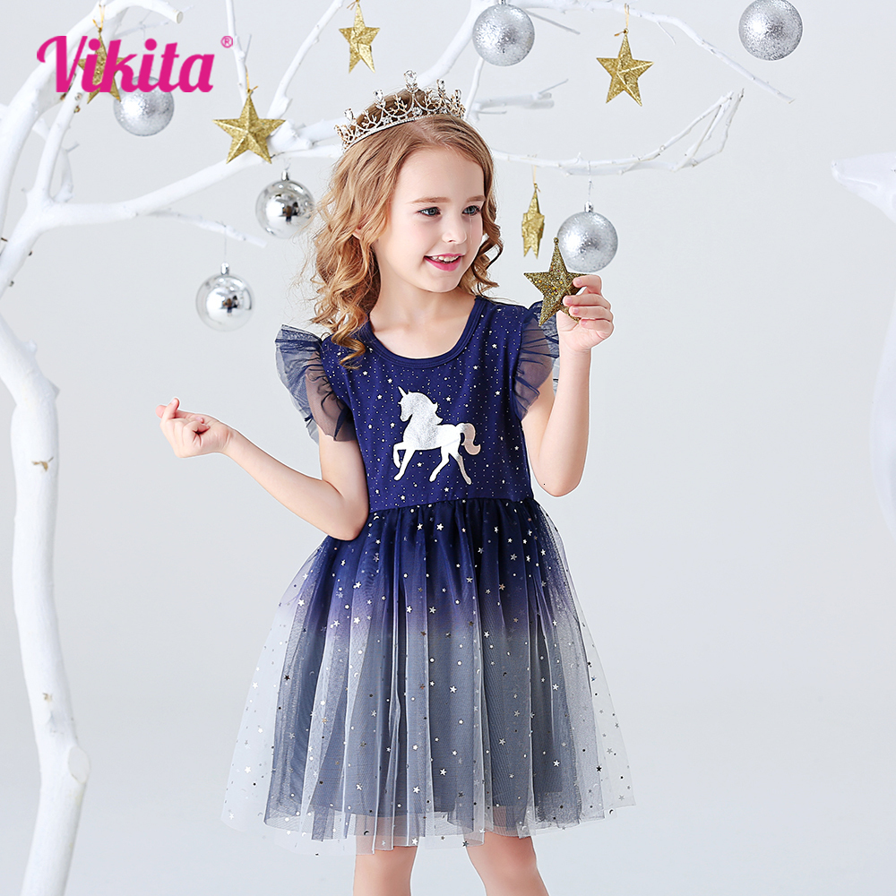 

Girl's Dresses VIKITA Girls Sequins Sleeveless Kids Elegant Cute Princess Tutu Vestidos Children Summer Tulle Dress 230413, Sh4995