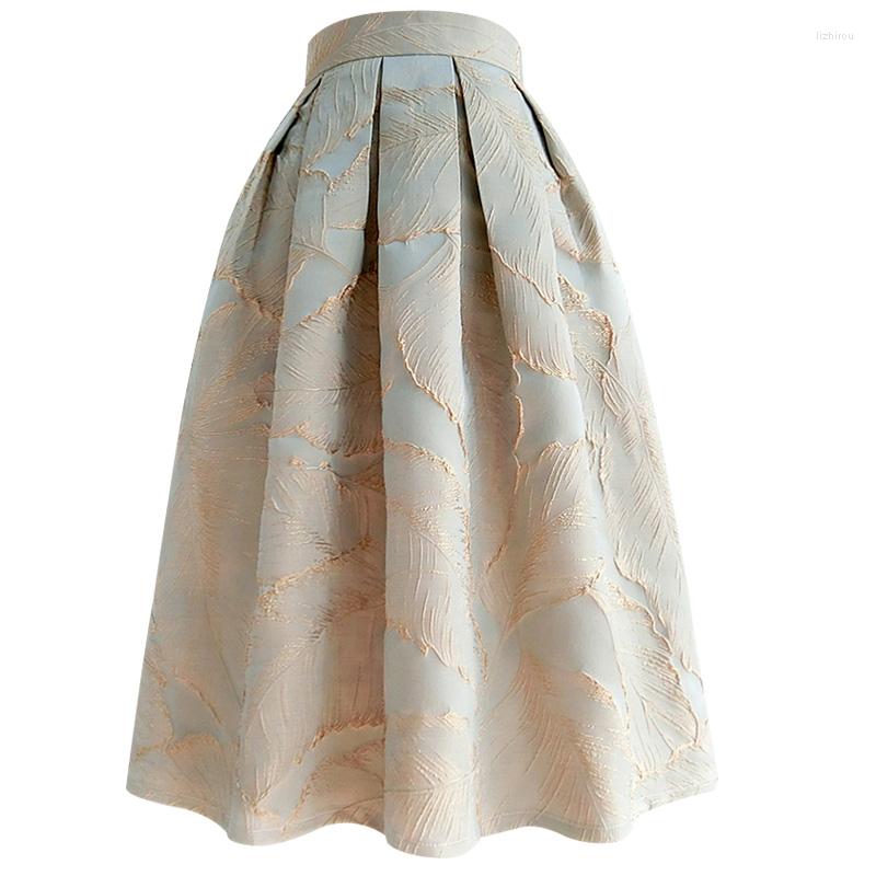 

Skirts High Waist Jacquard Ball Gown Skirt Women Vintage Spring Autumn Party Umbrella, As photo