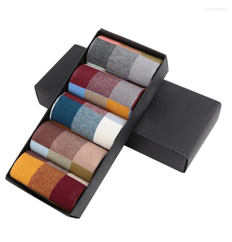 

Men's Socks 5 Pairs Of Casual Business Dress High-quality Happy Combed Cotton Fashionable And Fun Oversized Men's Gift Sock, Mixed color 5 pair