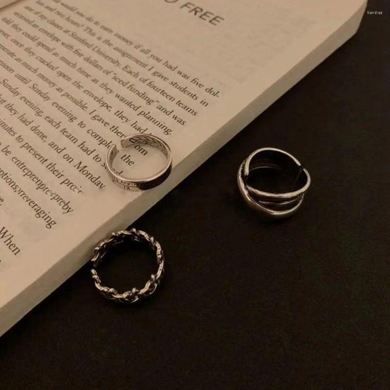 

Wedding Rings Punk Hip-hop Simple Ring Vintage Personality Silver Color Open Adjustable Couple Women Men Party Jewelry Gift 2023