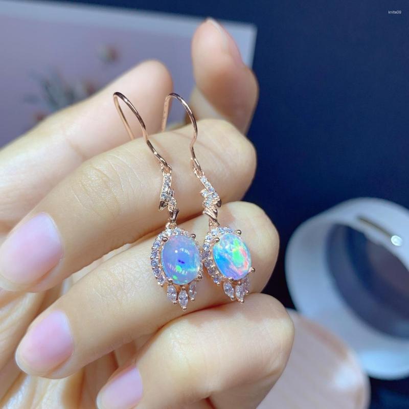 

Dangle Earrings Natural Opal Women's Silver 925 Wedding Simple Gemstone Sterling Certified Jewelry