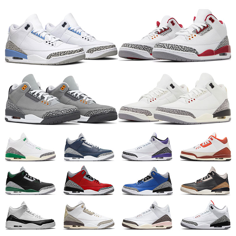 

men basketball shoes 3 3s sneakers UNC Cardinal Red White Cement Reimagined Black Cement Dark Iris Cool Grey Lucky Green Rust Pink womens outdoor sports trainers, 25