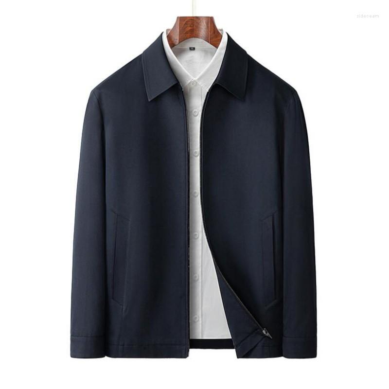 

Men's Jackets Brand Business Men's Jacket Casual Coats Turn Down Collar Zipper Simple Middle-Aged Elderly Men Dad Clothes Office, Apricot