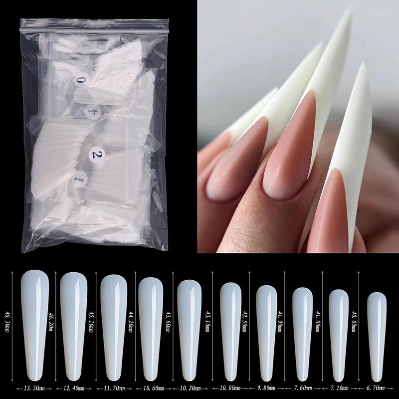 

False Nails 300pcs/bag With Rhomboid Tips Different Size Full Cover Nail Press On Nature Transparent Fake, 300pcs transparent