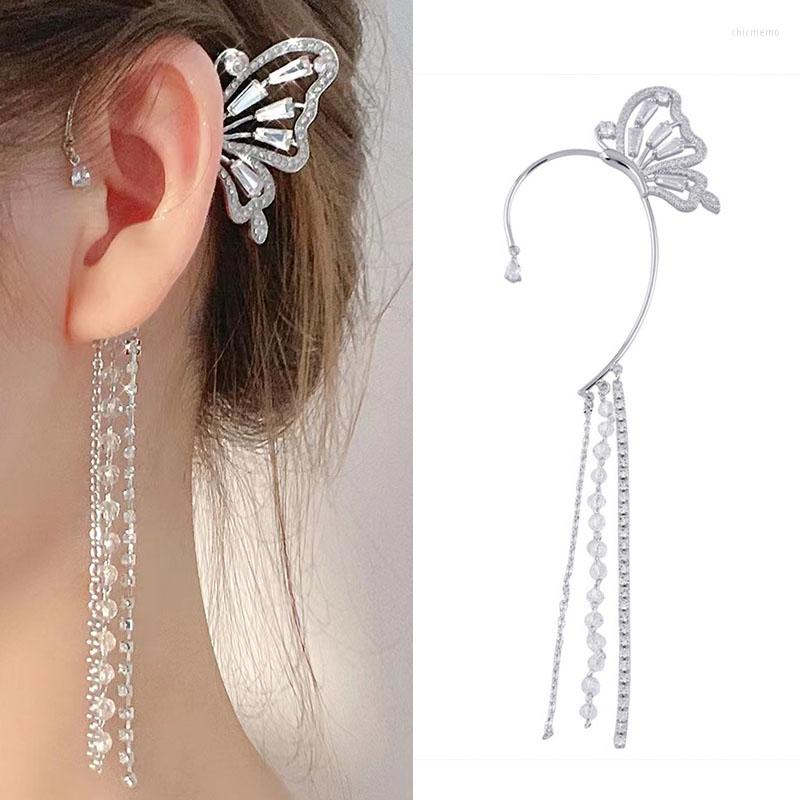 

Backs Earrings Fashion Butterfly Tasse For Women Sparkling Zircon Crystal Ear Clip Wedding Jewelry Accessories Gift Girl