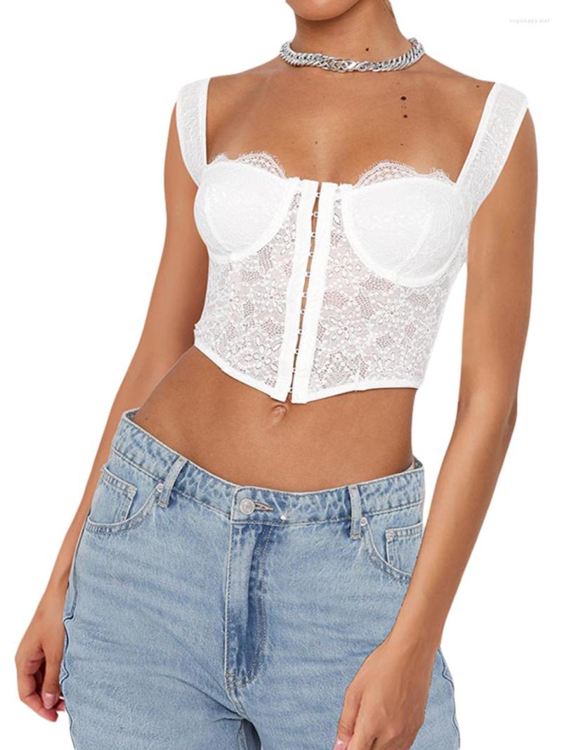 

Women' Tanks Women Camisole Sleeveless Lace Patchwork Dots Buckled Slim Fit Summer Tops For Party Club, Black