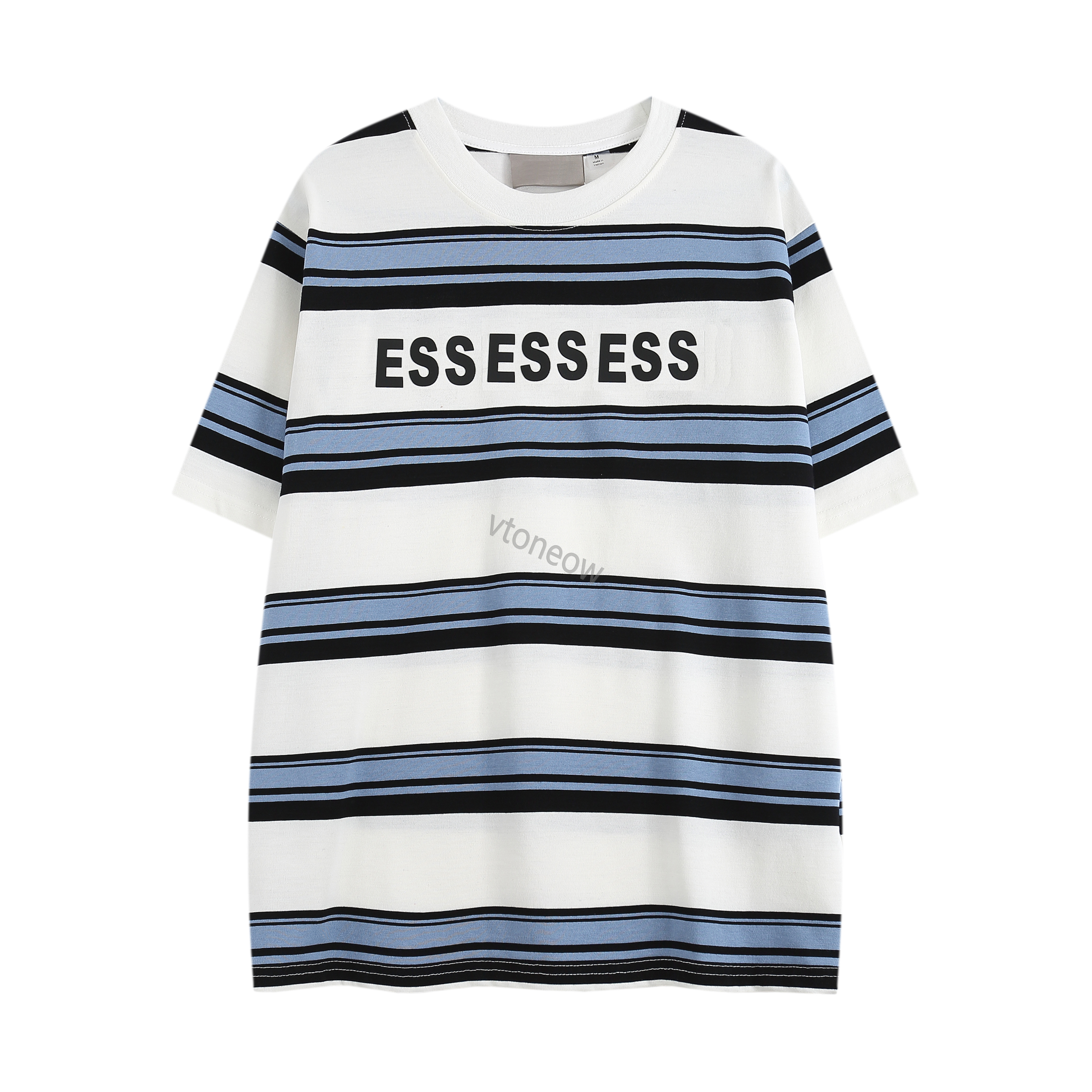 

2023Summer New Loose Vintage essentialss Fashion Brand Stripe Contrast fears Short Sleeve T-shirt ofgod, The same as original