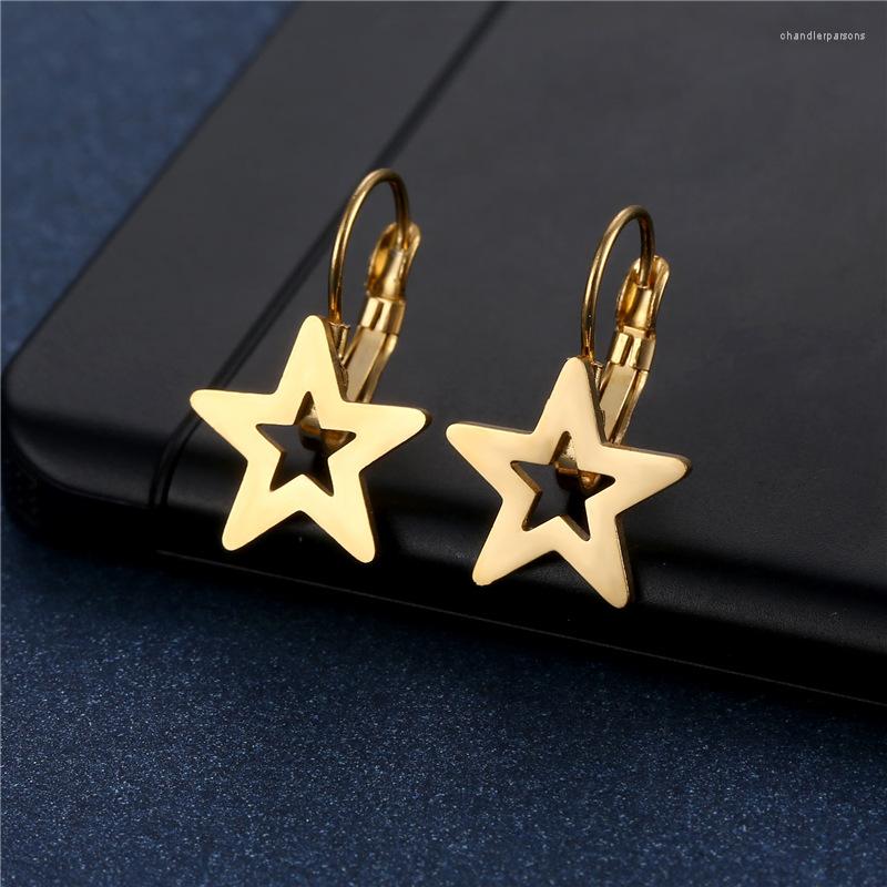 

Stud Earrings European And N Geometry French Buckle Pentagram Female Cross-border Southeast Asian Stainless Steel Star