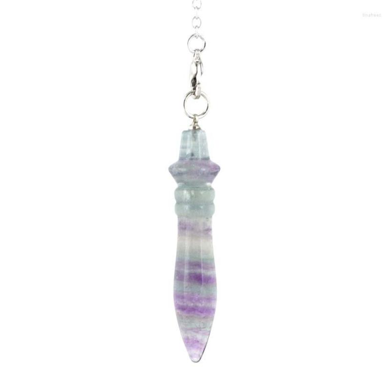 

Pendant Necklaces KFT Natural 7 Chakra Healing Points Crystal Quartz Reiki Fluorite Stone Pendulum Dowsing Spiritual Divination Jewelry